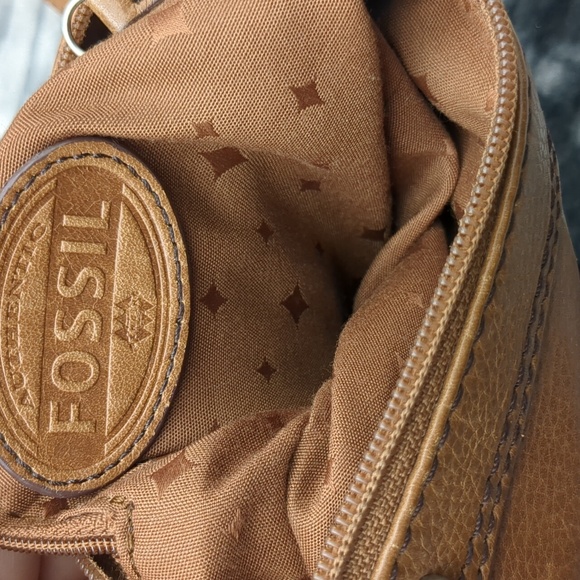 FOSSIL MADDOX Brown Leather SILVER TONE HARDWARE MINI CROSSBODY - Picture 7 of 11